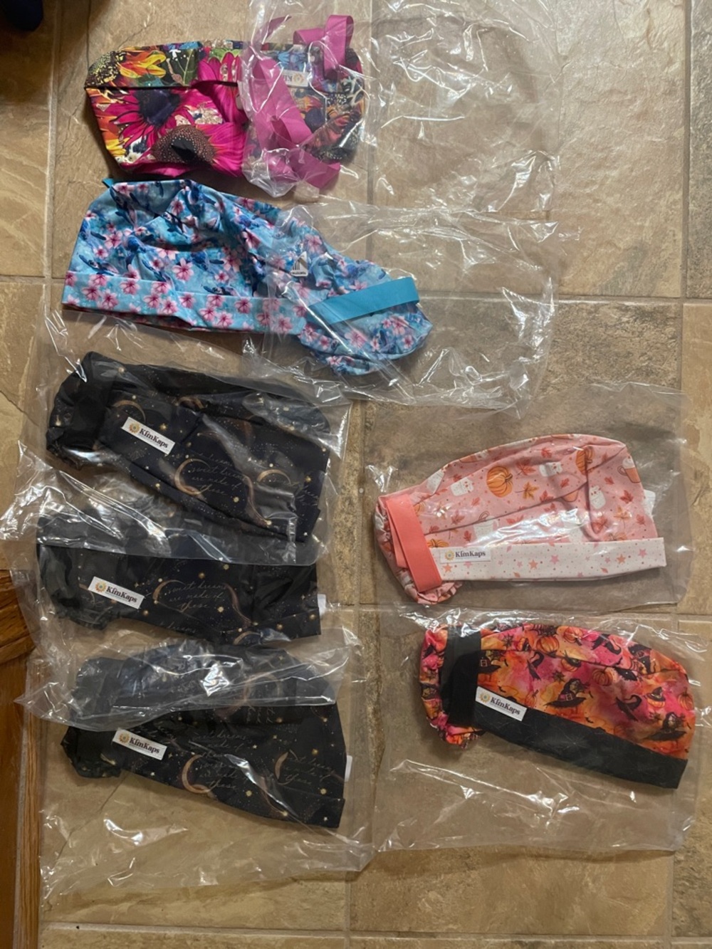 Women's Floral and Patterned Scrub Caps - Assorted Pink, Blue, Black